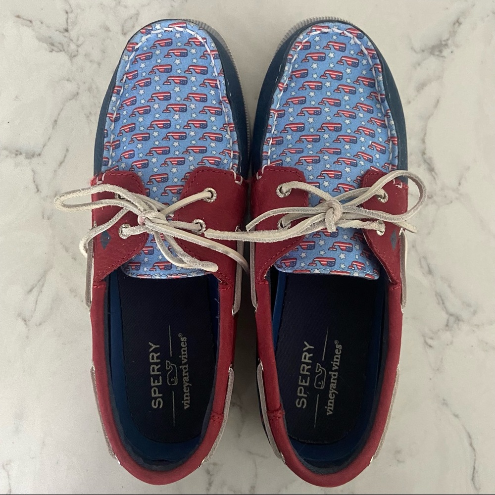 Sperry Vineyard Vines Boys Topsider Shoes Size 5